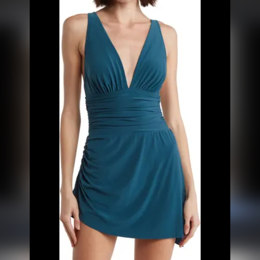 NEW Magicsuit Solid Celine One-piece Swim Dress Swimsuit Palm Green Size 16